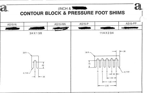 AS15-N, FS15-N, 200pc of AS15N / FS15N Shim, English / Imperial Shim Only