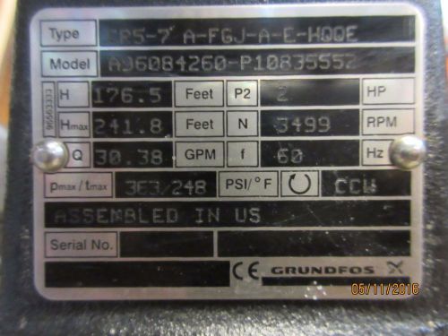 Grundfos pump cr5-7 a-fgj-a-e-hqqe baldor motor for sale