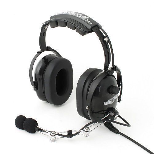 Rugged Air RA454 Black General Aviation Stereo Pilot Headset