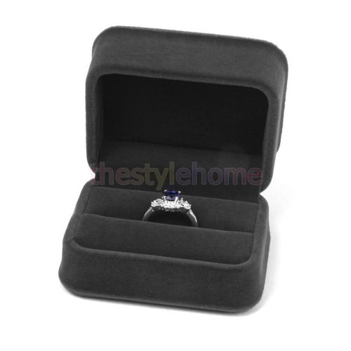 Velvet double ring box jewelry storage case organizer holder gift for sale