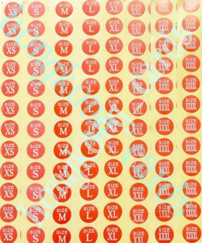 =864pc Mixed Size Garment Label Clothing Round stickers Self-Adhesive XS - XXXXL