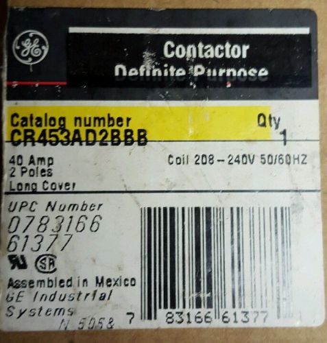 GE contactor definite purpose CR 453AD2 BBB