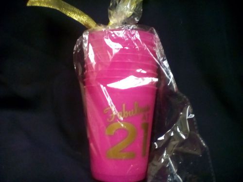 16oz. Frost Flex Cup 8 per pkg. &#034;Fabulous At 21&#034; Color Pink By SLANT