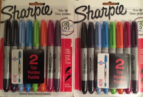 Lot Of 2 Packs~Sharpie Twin Tip Asst 8 CT~Permanent Markers~School~Office Supply