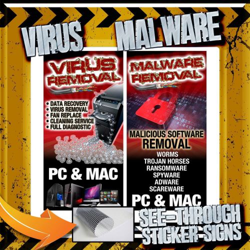 Virus Malware Spyware REMOVAL PC MAC repair retail sign poster perforated