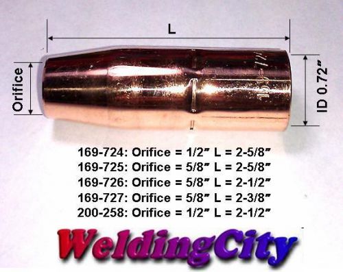 2 Nozzles 5/8&#034; 169-727 169727 StickOut-Tip Miller M25/40 Hobart MIG Welding Gun