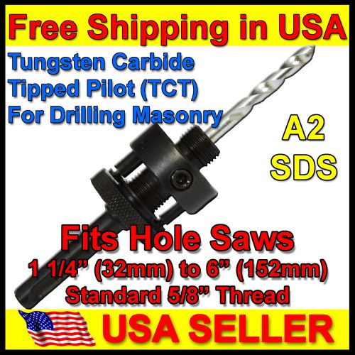 SDS Mandrel Arbor Hole Saws 1 1/8-6&#034; Hole Saws 5/8&#034; Thread A2 TCT Pilot Drill