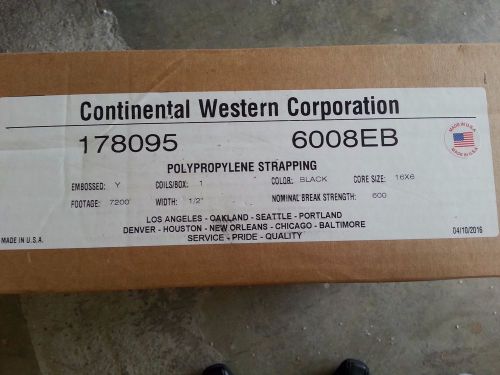 1X 1/2&#034; Polypropylene Strapping Black Core 16x6 Break 600lbs Length 7200&#039;