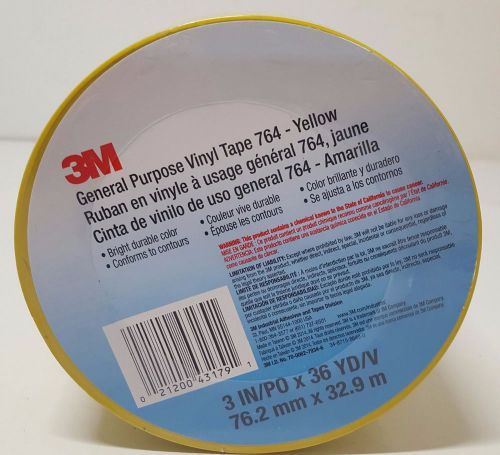 New 3M 764 General Purpose Vinyl Tape 3 in x 36 yard Yellow