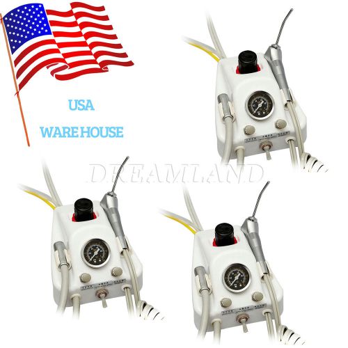 In USA! 3X Dental Portable Air Turbine Unit work with Compressor 4Hole + Syringe