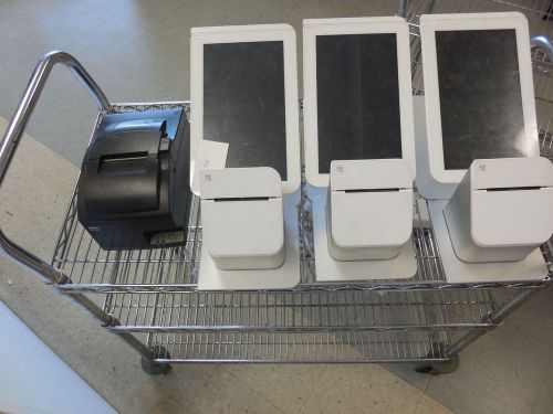 Clover C100 POS Point of Sale System (3) Tablets &amp; (4) Printers SOLD AS-IS