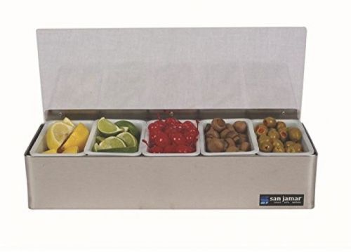 San Jamar B4155L Stainless Steel Non-Chilled Garnish Tray With Plex Lid, 15 X X