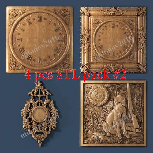 3d stl Model Relief 4 pcs pack #2 for CNC Router Artcam