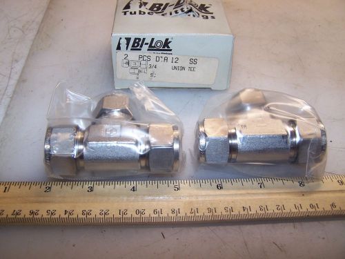 (2) new bi-lok 3/4&#034; port stainless steel union tee compression fitting dta-12ss for sale