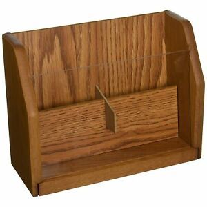 Wooden Mallet Countertop 4 Pocket Brochure Display, Medium Oak