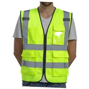 Vest Reflective ANSI Class 2, High Visibility Vest with Pockets Small Yellow