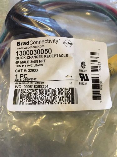Brand new molex woodhead 1300030050 4 pin male quick change receptacle for sale