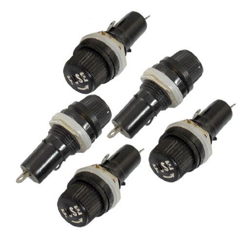 New 5Pcs Black AC 15A 125V Screw Cap Panel Mounted 5 x 20mm Fuse Holder