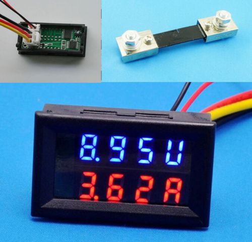 New 200V 100A DC Digital Voltmeter Ammeter LED Amp Volt Meter + Current Shunt