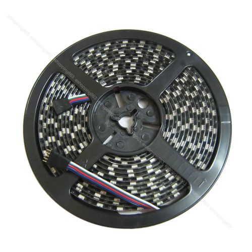 16ft 5pin 5050 rgbw rgb white led strip 5m 300 light waterproof pcb black 12v dc for sale