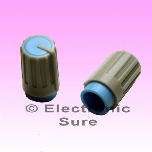 2 x Knob Grey with Blue Mark for Potentiometer Pot 6mm Shaft Diameter