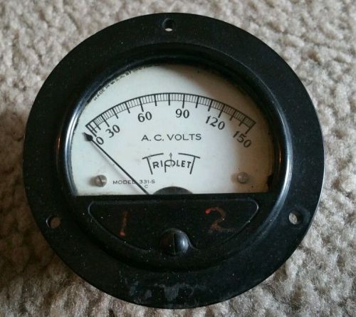 Vintage Triplett 0-150 A.C.Volts Guage  Steampunk 3 1/2&#034; Dia Model 331-S