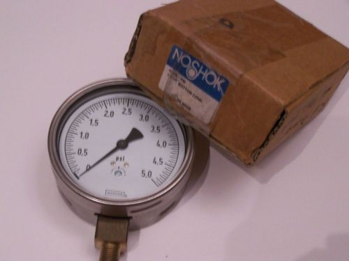 NOSHOK 40.200 5 PSI GAUGE 1/4 MALE NPT BOTTON CONN. NOS