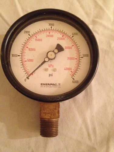 Enerpac pressure gauge- 6000 psi/40000+ kpa -black 4&#034; dial-  untested for sale