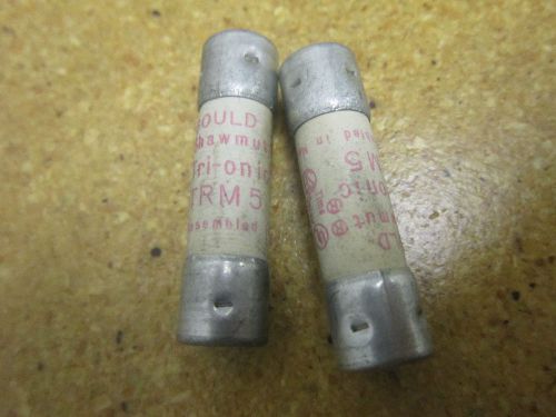 Gould Shawmut Tri-onic TRM5 FUSE 5AMP 250V TIME DELAY  (Lot of 2)