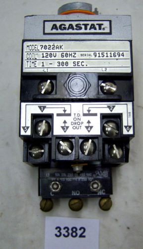 (3382) agastat timing relay 7022ak  1-300 sec. for sale