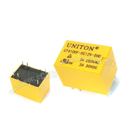 10 x UT4100F DC 12V SHG VOLT 3A 250V AC 30V DC 6PIN POWER RELAY UNITON YELLOW