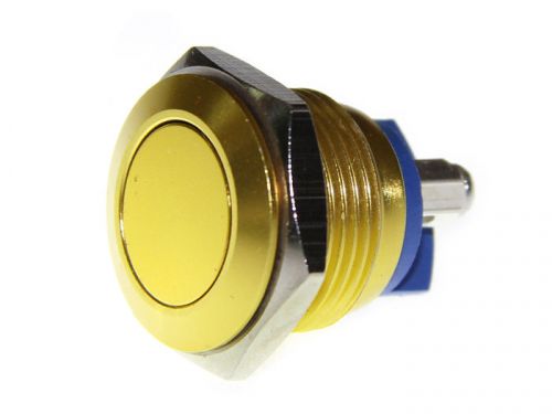 GOLD YELLOW 16mm Anti-Vandal Button Momentary Stainless Steel Metal Push Button