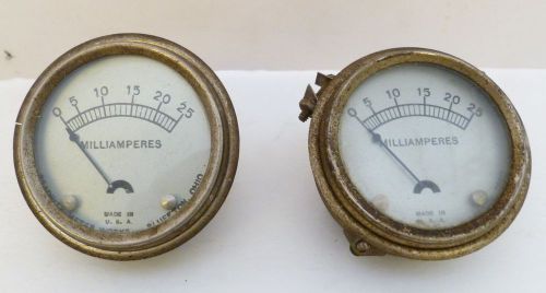 2 Readrite Milliamperes Meters 0-25, 2-11/16th Hole, Vtg