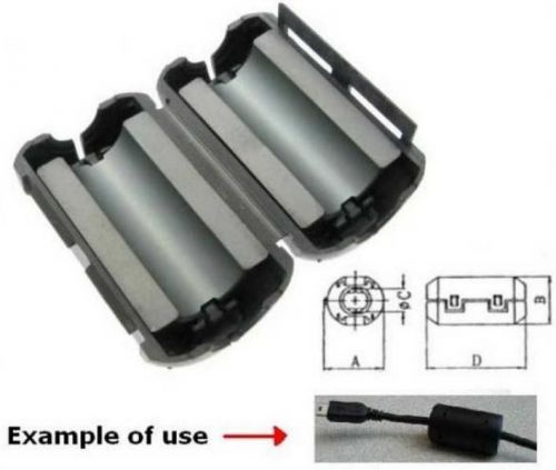 Ferrite filter for radio interference suppression cables long maxi