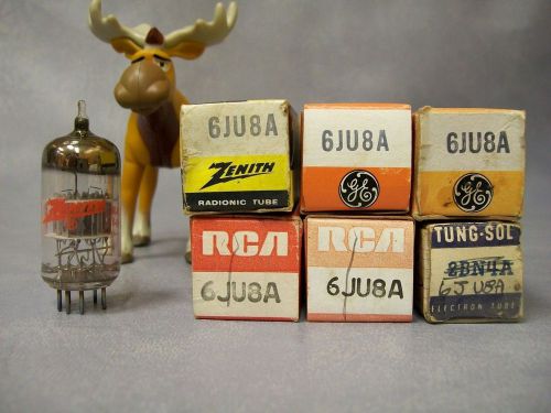 6JU8A Vacuum Tubes  Lot of 6  GE / RCA / Tung-Sol / Zenith