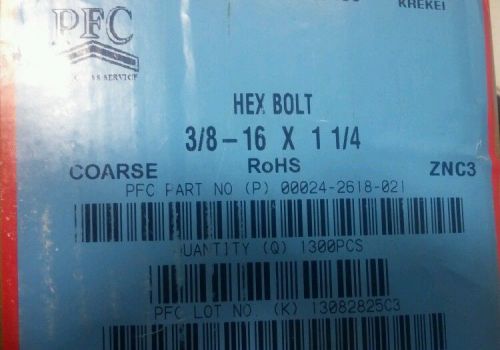 3/8-16 X 1-1/4 grade 2 hex bolt (1300pcs) Zinc