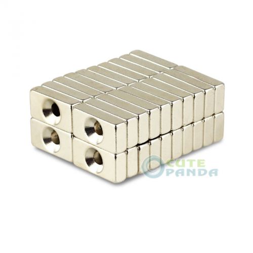 50pcs Block N35 Magnets 20 x 10 x 5mm Counter Sunk Hole 5mm Rare Earth Neodymium