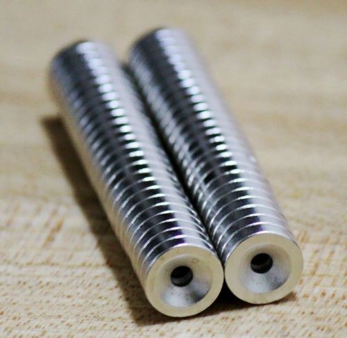 50 pcs n50 12mm x 3mm 3mm-hole round neodymium permanent ring magnets with hole for sale