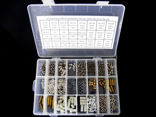 24value 450pcs pm pa km m3 m4 flat washer bolts nut screw nylon spacer box kit for sale