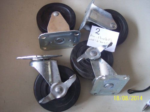 Set of 4 used 3-3/4&#034; wagner swivel caster polyurethane wheel casters - #2make of for sale