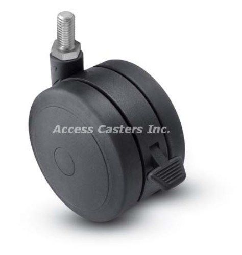 75SFBTSB-748 75MM Twin Wheel Swivel Caster, Brake, 1/2 -13 x 1-1/2 Threaded Stem