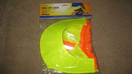 Hi Visibility Yellow Hard Hat Visor w Neck shield EZ Cool Poly Reflective-NEW!!