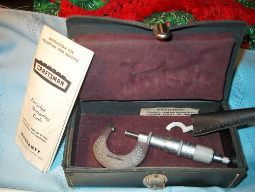 Vintage Craftsman 0-1&#034; Micrometer - Nice Shape! Works Great! MADE IN USA!