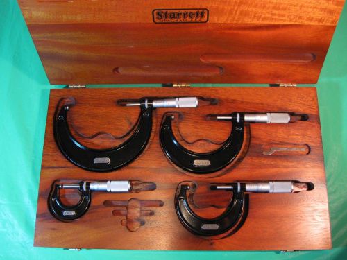 SET OF 4 STARRETT T436XFL MICROMETERS IN BEAUTIFUL CASE