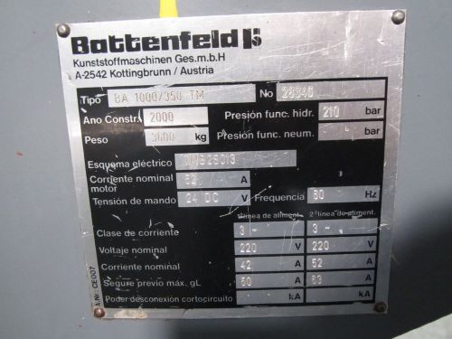 Battenfeld BA 1000/350 TM (Injection Molding Unit) SN 23346