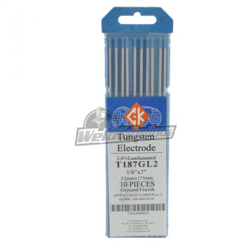 Ck t187gl2 2% lanthanated tungsten electrode 1/8&#034;  x 7&#034; pkg = 10 for sale