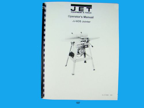 Jet   jj-60s jointer operators manual *187 for sale