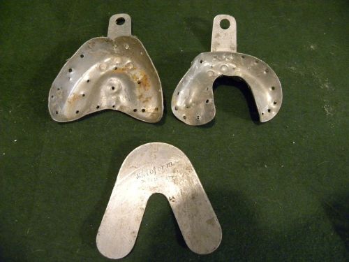 Set of 3 dental impression trays-perforated- made by crescent- for sale