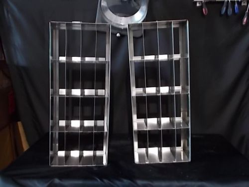 Lot of 2 Cryobox Cryogenic Stainless Steel Racks Handles on Both Sides