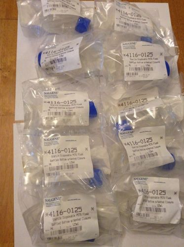 NALGENE 4116-0125 STERILE DISPOSABLE PETG FLASK 125ml BAFFLED BOTTOM QTY 20